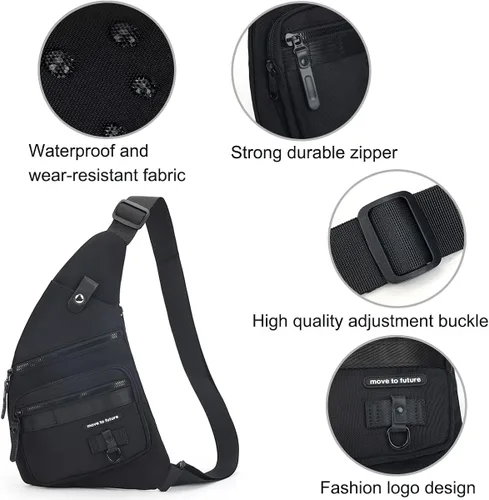 Miniatura 6 de Qidelong Bolso bandolera antirrobo cruzado en el pecho, mochila de hombro para mujeres y hombres, bolsa de bolsillo personal ligera para senderismo