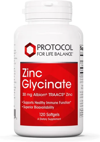 Protocol for Life Balance Glicinato de zinc 30 mg - con Albion Traacs Zinc - Suplemento de glicinato de zinc - Apoyo al sistema inmunológico* - Apto