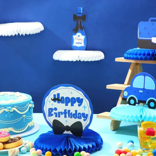 Miniatura 5 de SATINIOR 10 piezas de centro de mesa para niños, centros de mesa para jefe, decoraciones de cumpleaños de jefe, juego de decoración de panal