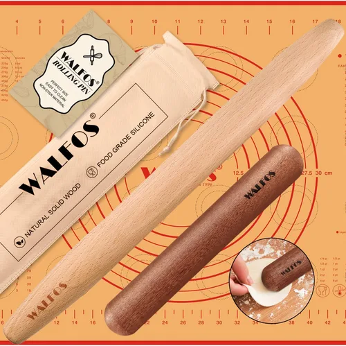 Miniatura 9 de Walfos Juego de Rodillos Pequeños - Rodillos Pequeños de Madera Natural (8 pulgadas) con Alfombrilla Antiadherente de Fibra de Silicona