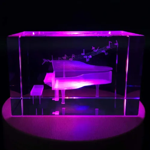 Miniatura 8 de Piano pisapapapeles 3D grabado con láser en cubo de cristal para graduación, Navidad, cumpleaños, día de San Valentín