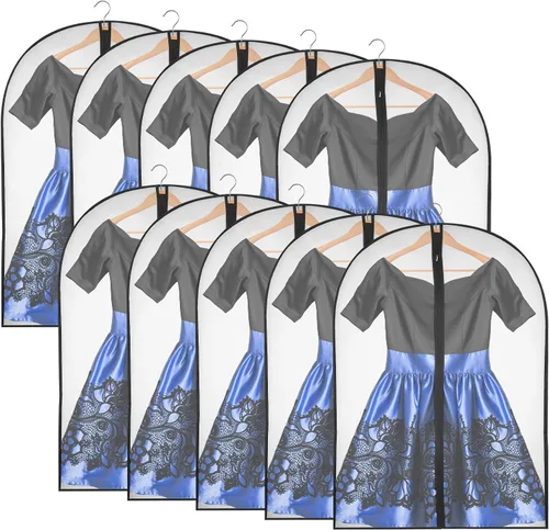 Miniatura 7 de Bolsas de ropa de 50 pulgadas para colgar ropa, fundas transparentes a prueba de trajes con refuerzos de 4 pulgadas para almacenamiento en armario