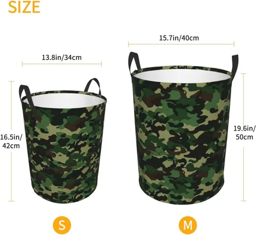 Miniatura 5 de Aniaml Camouflage Green print Circular Hamper Waterproof Storage Bin Organizer Basket Laundry Hamper With Handles For Clothes Toys Small