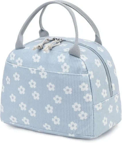 Miniatura 52 de Bluboon Bolsa de almuerzo para mujer, bonita bolsa de almuerzo de pana con correa para el hombro, reutilizable, aislada, gran capacidad