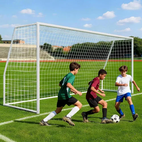 Miniatura 24 de MOPHOTO Portería de fútbol, 6x4/8x6/10x6.5/12x6/16x7/18.5x6.5/21x7/24x8 pies para patio trasero, portería de fútbol de tamaño completo