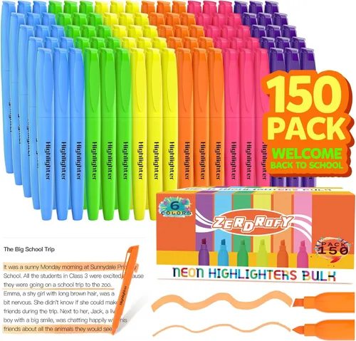Juego de 150 marcadores de colores surtidos a granel, punta de cincel de secado rápido, juego de marcadores de 6 colores para niños y adultos,