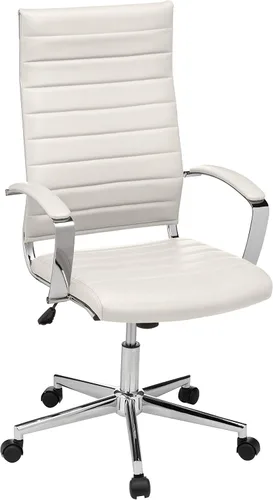 Miniatura 8 de Amazon Basics Silla de escritorio giratoria con respaldo alto, tapicería ergonómica de piel sintética acanalada, soporte lumbar, estilo moderno