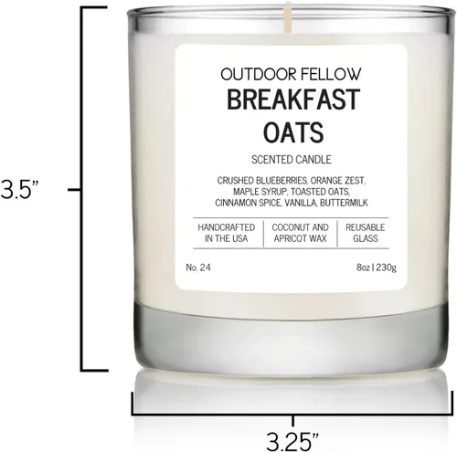 Miniatura 7 de Outdoor Fellow Breakfast Oats Vela perfumada – Vainilla, arce y canela – Cera de coco y albaricoque no tóxica – Vela en tarro reutilizable – Vela
