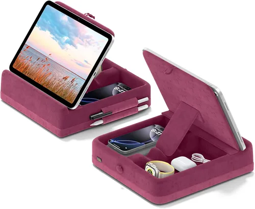 Miniatura 9 de KDD - Soporte de almohada para tableta con almacenamiento, soporte plegable para iPad para regazo, escritorio y cama, base de almohadilla suave