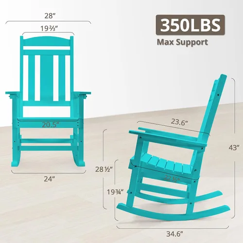Miniatura 2 de LUE BONA - Silla mecedora para exteriores, resistente al clima, de plástico HDPS, con capacidad de 350 libras, mecedora de porche de gran