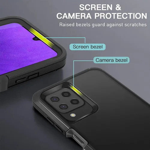 Miniatura 5 de AICase Funda para Samsung A22 4G, resistente protección contra caídas, cuerpo completo, resistente a prueba de golpes, a prueba de polvo, grado Negro