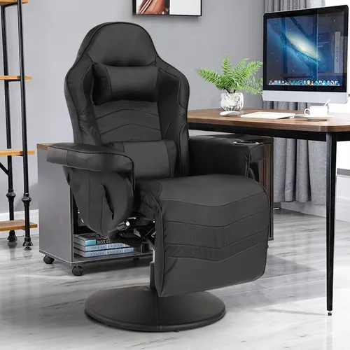 Miniatura 7 de Sillas de Juego para Adultos, Silla de Juego Reclinable con Reposapiés, Silla de Juego de Vídeo de Masaje Reclinable con Altura Ajustable, Silla