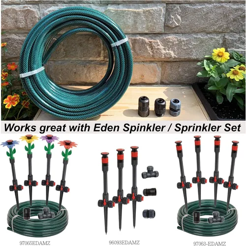 Miniatura 5 de Eden 94050 - Paquete de manguera y boquilla de ducha de metal de 50 pies con juego de inicio de conexión rápida, herramientas de jardinería