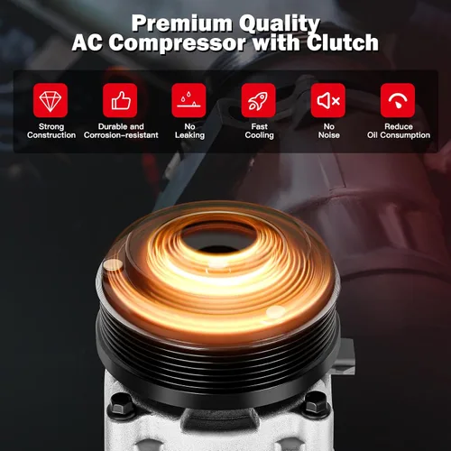 Miniatura 3 de cciyu Compresor de aire acondicionado apto para Ford Taurus para M-ercury Sable 3.0L 2001-2007 reemplaza al compresor de CA para automóvil 6 ranuras