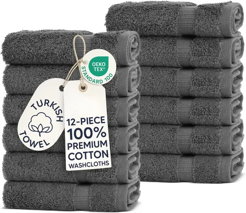 Miniatura 86 de Chakir Turkish Linens - Toallas turcas de 100% algodón, suaves y absorbentes (4 paños, color gris)