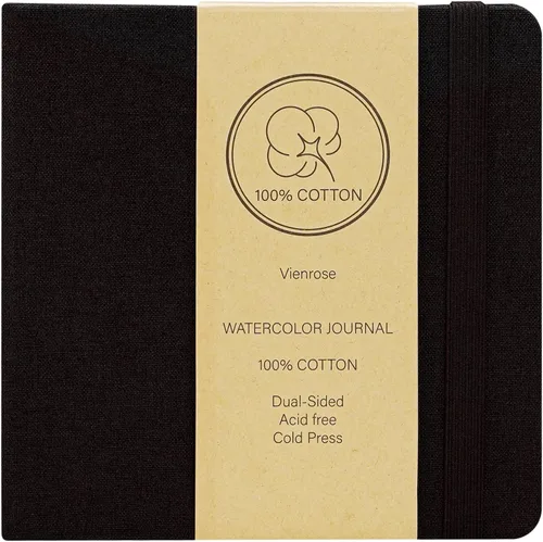 Miniatura 11 de Vienrose Cuaderno de bocetos de acuarela, diario de acuarela de 5.5 x 5.5 pulgadas con 24 hojas de 140 libras (300 GSM) de papel de acuarela de Gris