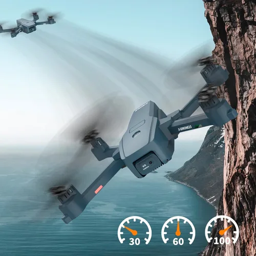 Miniatura 5 de Drone con cámara para adultos y principiantes, dron de 5 GHz con lente ajustable eléctricamente de 90°, control de gestos, vuelo de trayectoria