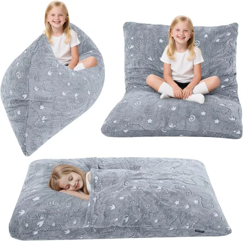 Miniatura 11 de COMAX Silla Puf para Niños que se Convierte en Cama Puf, Silla Puf de Pana para Niños y Niñas para Dormir, Pufs Perezosos para Niños con Relleno