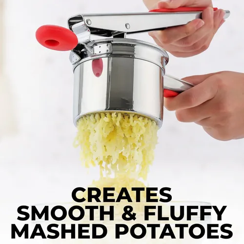 Miniatura 3 de Zulay Kitchen Premium Grande Ricer de Patatas de 15oz, Herramienta de Cocina Profesional de Acero Inoxidable Pesado Triturador y Ricer de Patatas