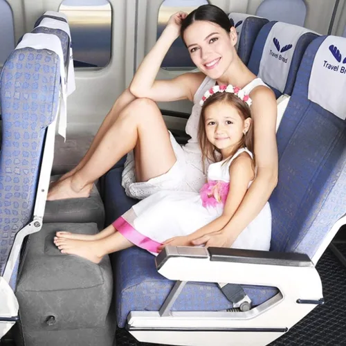 Miniatura 7 de Betus Almohada inflable para descanso de pies, ultra cómoda y compacta, taburete para niños y niños para vuelos largos o viajes en avión o automóvil