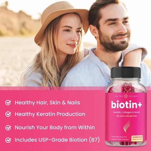 Miniatura 6 de NutraChamps Paquete completo de biotina para cabello, piel y uñas. Paquete de 2 biotina y biotina +