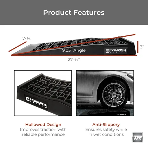Miniatura 5 de Tomioka Racing Super Slopes - Rampas de servicio de automóvil de perfil bajo par con almohadillas antideslizantes, perfectas para elevar cambios