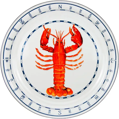 Miniatura 11 de Golden Rabbit Enamelware - Patrón de cangrejo azul - Bandeja redonda de 20 pulgadas para servir