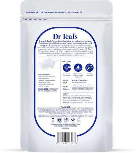 Miniatura 2 de Sales de Epsom con Magnesio para Remojo Dr Teal's, Sin Fragancia, 4 libras