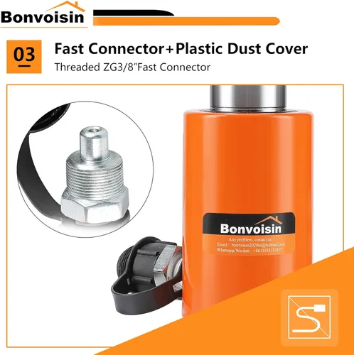 Miniatura 6 de Bonvoisin Gato hidráulico de cilindro de 20T Porta Power Ram de 2" de carrera Mini Cilindros de elevación de acción simple con bomba de mano