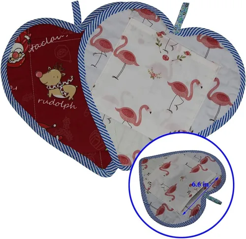 Miniatura 7 de 4 soportes para ollas de algodón para cocina, juego de manteles de retazos de tela 100% algodón, almohadillas resistentes al calor con bolsillo