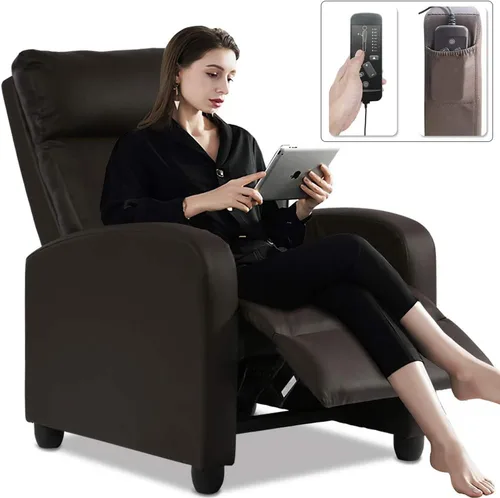 Miniatura 6 de HGS, Silla reclinable de masaje, silla de lectura con respaldo alado, sofá individual moderno para sala de estar, sofá reclinable de piel sintética