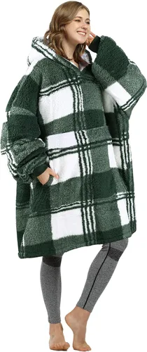 Miniatura 18 de Catalonia Sudadera extragrande tipo manta con capucha, sudadera de sherpa portátil para adultos, hombres y mujeres