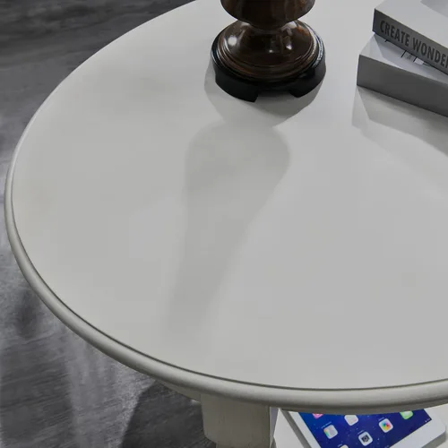 Miniatura 6 de Mesa auxiliar ovalada con cajón, estante de almacenamiento lateral de madera maciza para sofá, mesa de esquina tradicional para sala de estar