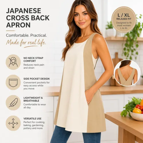 Miniatura 2 de Delantal con espalda cruzada para mujer. Impermeable. Delantales japoneses para mujer con bolsillos. Uniforme de limpieza. Delantal de limpieza