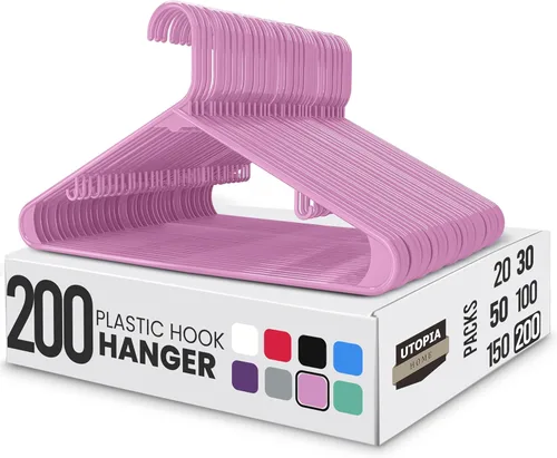 Miniatura 27 de Perchas de plástico Utopia Home estándar para hogar de color negro, perchas tubulares para la ropa, resistentes, finas y elegantes Blanco