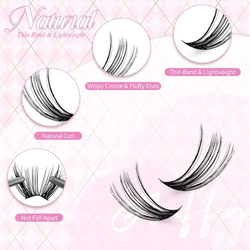 Miniatura 3 de Kit de Extensiones de Pestañas DIY, Pestañas Individuales en Racimos, Pegamento y Sellador de Pestañas, Removedor de Pegamento de Pestañas