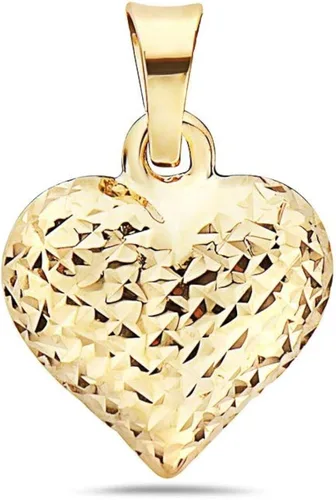 PORI JEWELERS Colgante de corazón con corte de diamante ultra abombado de oro de 14 quilates disponible en oro amarillo blanco u rosa Oro Corte de