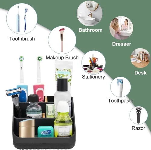 Miniatura 4 de Chintu Portacepillos de dientes para baño, organizador de encimera de baño, soporte eléctrico para cepillado de dientes, 6 ranuras para organización
