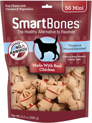 Miniatura 7 de SmartBones Mini masticables con mantequilla de maní real, 24 unidades, masticables sin piel cruda para perros (el embalaje puede variar)