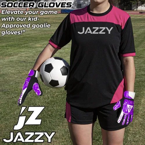 Miniatura 6 de Guantes de portero juvenil con doble protección para la muñeca, material de látex antideslizante Púrpura