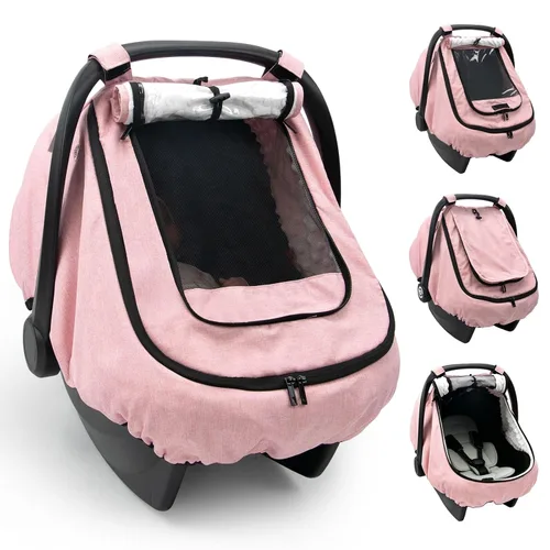 Miniatura 10 de TinlyFinly Funda impermeable para asiento de automóvil para bebé, cubierta de lluvia de asiento de automóvil de 2 capas con ventana transparente