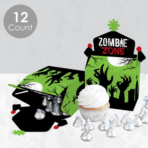 Miniatura 3 de Big Dot of Happiness Zombie Zone - Caja de golosinas para fiestas – Halloween o cumpleaños Zombie Crawl Party Goodie Gable Boxes – Juego de 12