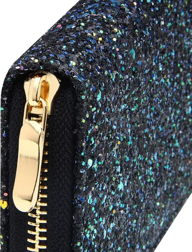 Miniatura 6 de KUKOO Billetera con purpurina para mujer, cartera larga brillante para teléfono, tarjetero para mujer