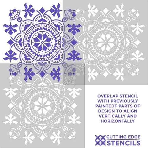 Miniatura 6 de Plantilla de azulejos de Tánger - Plantillas de pintura de pared para un cambio de imagen fácil de la habitación - Plantilla grande para pintar