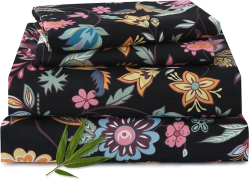 Miniatura 11 de MEISHANG Juego de sábanas tamaño individual, sábanas florales ultrasuaves de microfibra cepillada, sábanas florales de 1800 hilos con certificación