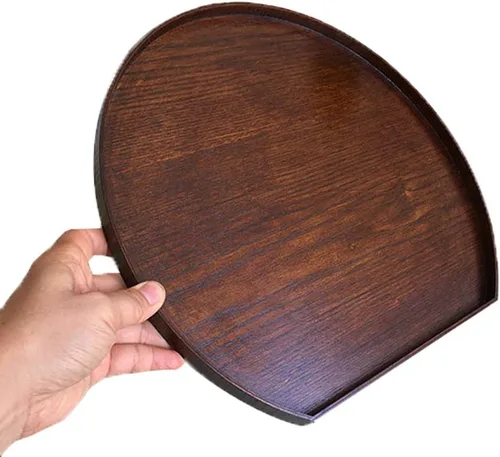 Miniatura 3 de Bandeja de madera con forma de media luna, bandeja decorativa para servir café, té, queso, postre, frutas y verduras (mediana)