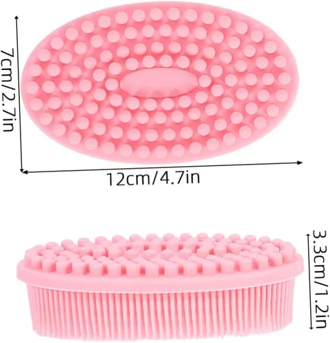 Miniatura 2 de Cepillo exfoliante de baño de doble cara, masajeador de cuero cabelludo, suave y suave para niño y niña, promueve el desarrollo sensorial