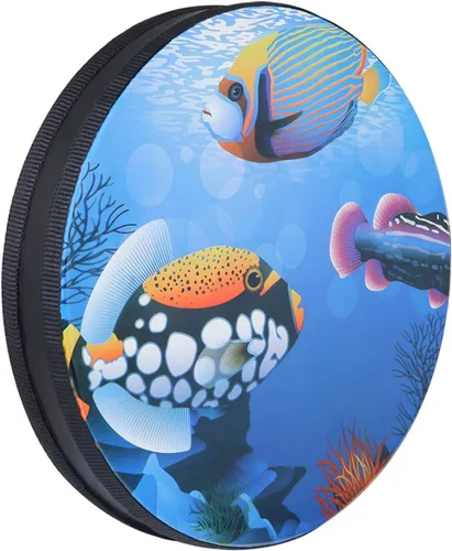 Miniatura 5 de Ocean Drum Instrumento musical de percusión de mano, instrumento musical de madera, con cuentas onduladas de sonido de mar con patrón de peces