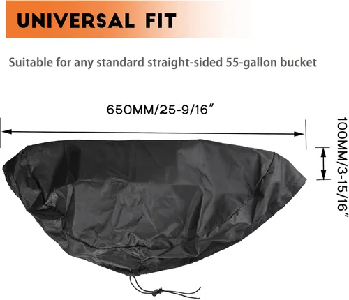 Miniatura 2 de Cubierta para tambor de 55 galones, paquete de 2 fundas elásticas ajustables con cordón, almacenamiento de agua para barril de lluvia universal