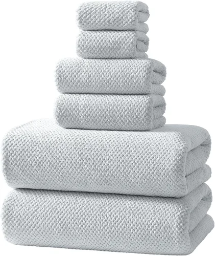 Miniatura 17 de REDKISS Juego de toallas de baño de 6 piezas, 2 paños de baño, 2 toallas de mano, 2 toallas de baño, forro polar coral ultra fibra, súper
